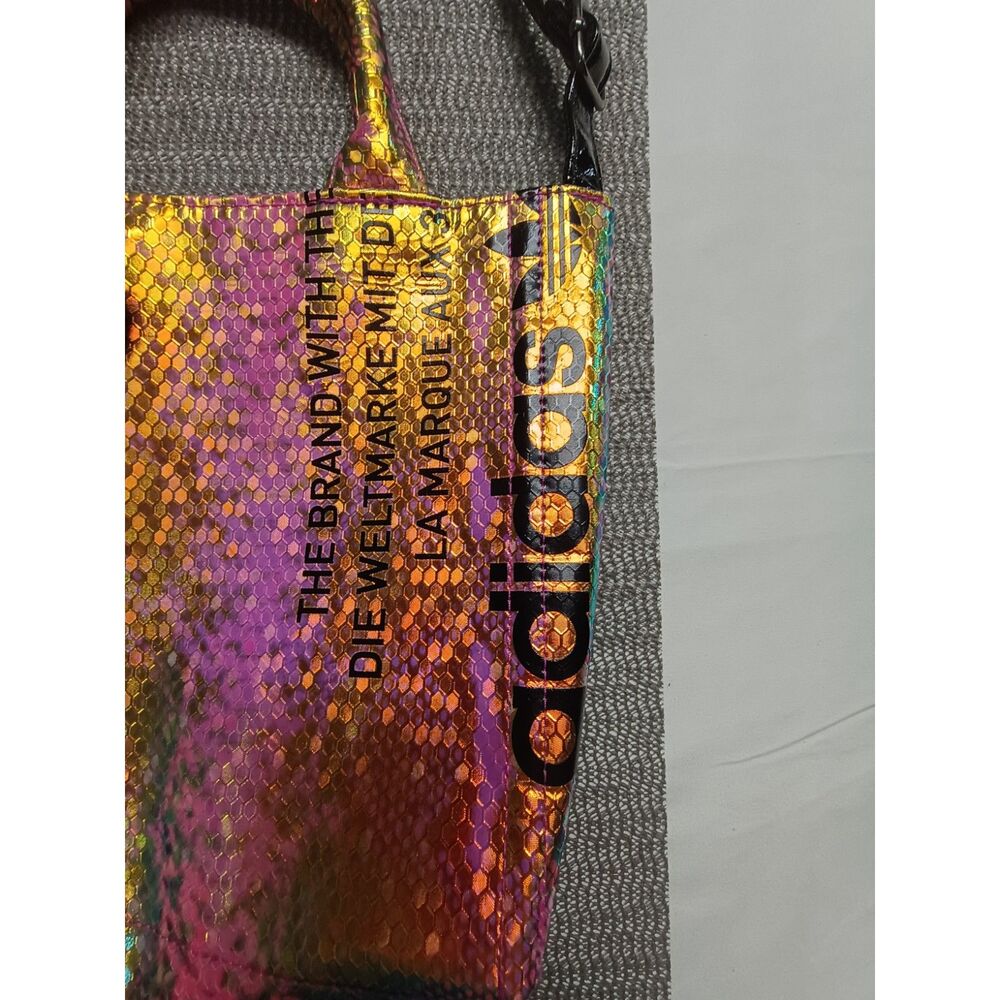 Adidas Originals Mini Shopper Bag With Iridescent Holographic Snakeskin Finish - Picture 3 of 5